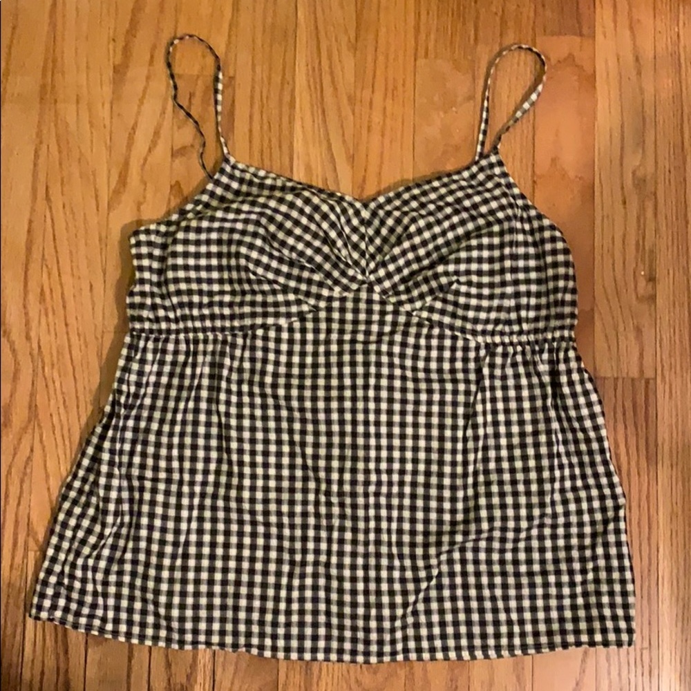 anne taylor black and white gingham tank top cami